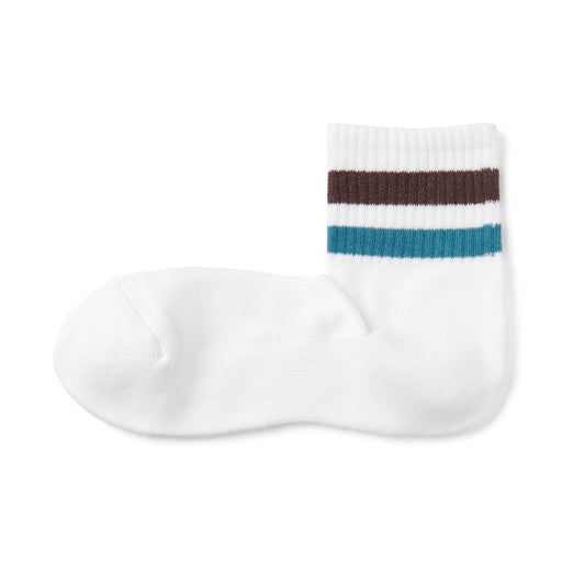 Right Angle Pile Short Socks White Stripe MUJI