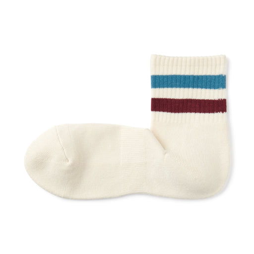 Right Angle Pile Short Socks Natural Stripe MUJI