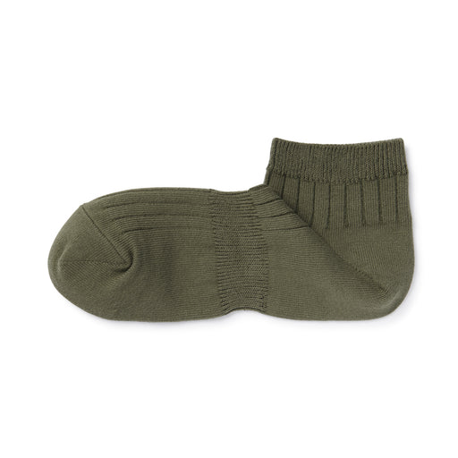 Right Angle Pile Short Socks Khaki Green MUJI