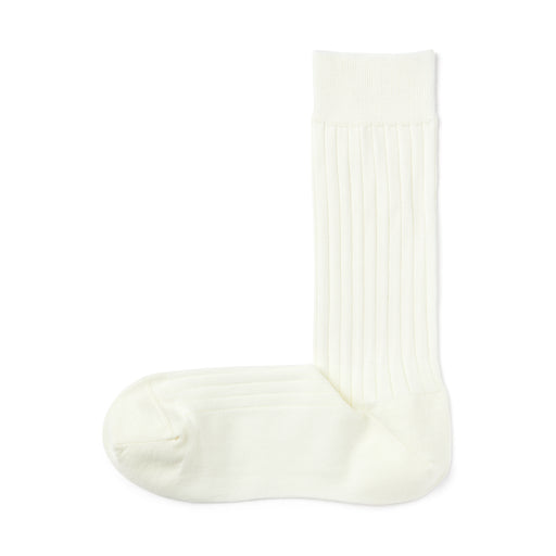 Lustrous Cotton Yarn Ribbed Socks Off White 23-25cm (US W7-9/M5-7.5) MUJI