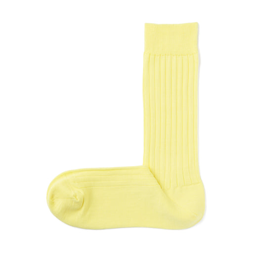 Lustrous Cotton Yarn Ribbed Socks Light Yellow 23-25cm (US W7-9 M5-7.5) MUJI