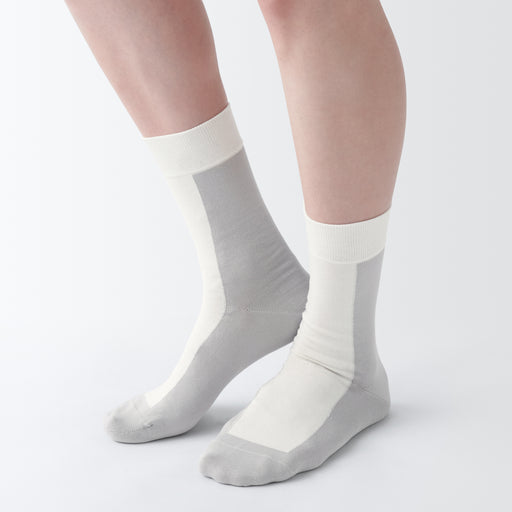Lustrous Cotton Yarn Patterned Socks MUJI