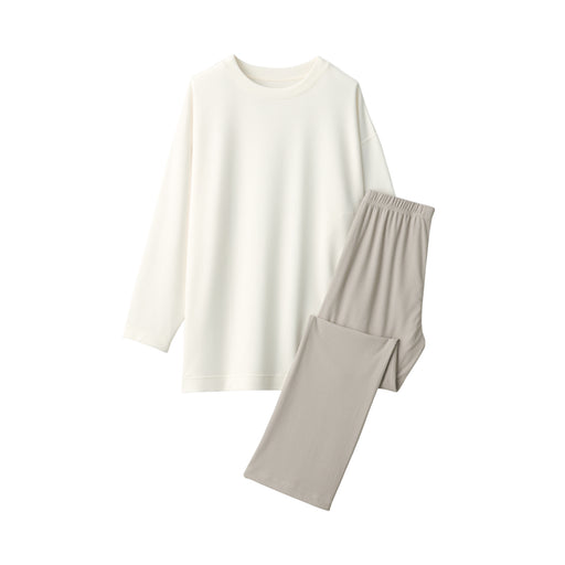 Women's Rayon Blend Ribbed Tunic Loungewear Set Ivory MUJI