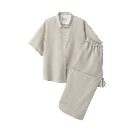 Women's Cool Touch Lyocell Linen Short Sleeve Pajamas Light Beige MUJI