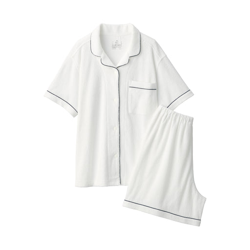 Women's Wearable Pile Towel Short Sleeve Pajamas White MUJI