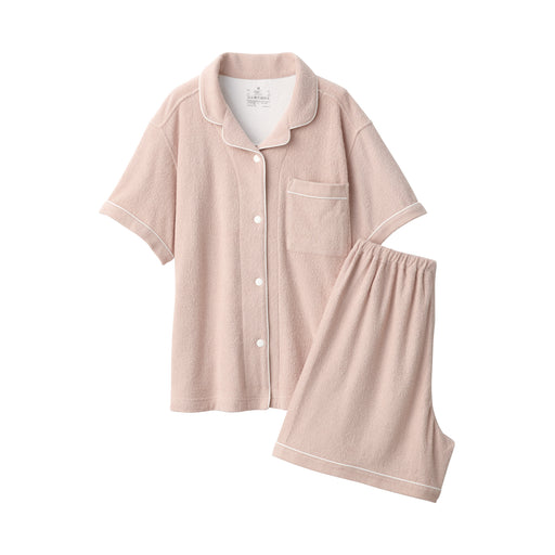 Women's Wearable Pile Towel Short Sleeve Pajamas Smoky Pink MUJI