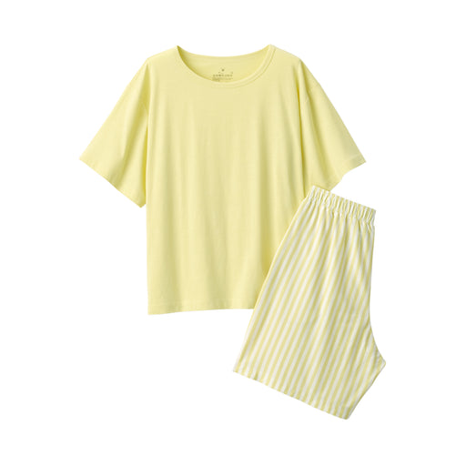 Women's Moisture-Wicking Cotton Short Sleeve Loungewear Set Light Yellow MUJI