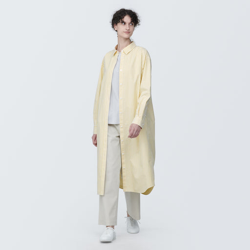 Women's Washed Broadcloth Long Sleeve Striped Dress MUJI