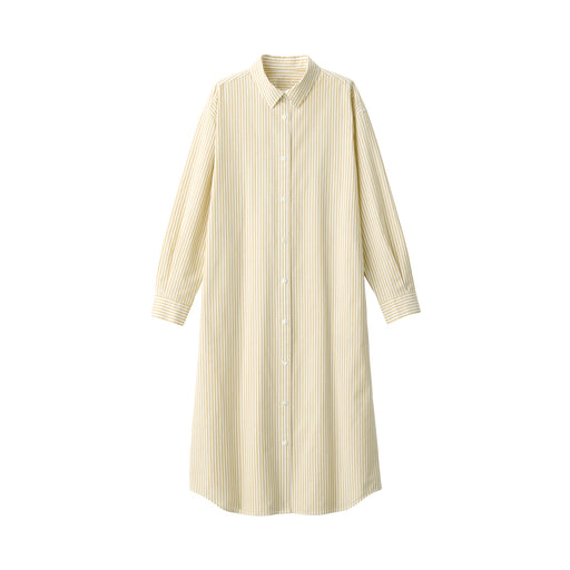 Women's Washed Broadcloth Long Sleeve Striped Dress Yellow Stripe MUJI