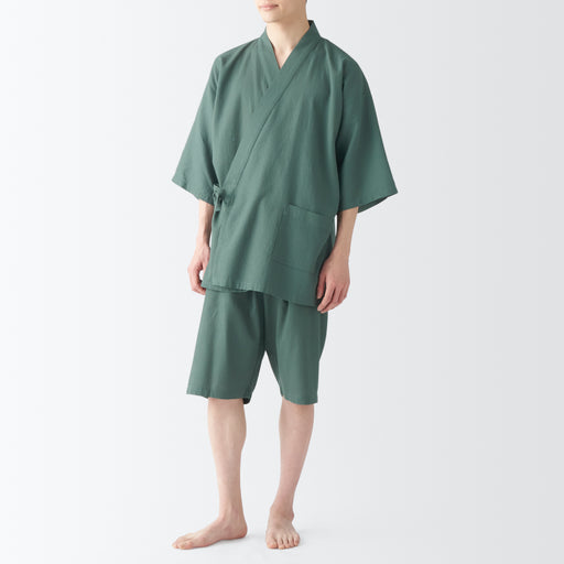 Men's Lyocell Blend Waffle Weave Jinbei Loungewear Set MUJI