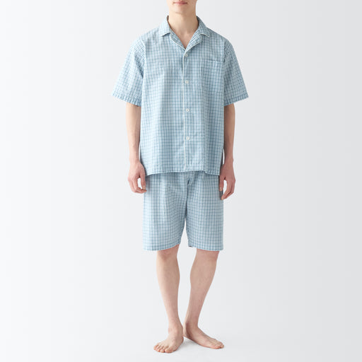 #WK09 Men's Side Seamless Seersucker Short Sleeve Pajamas MUJI