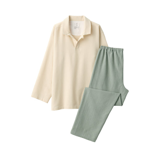 Men's Kapok Blend Skipper Pajamas Natural MUJI