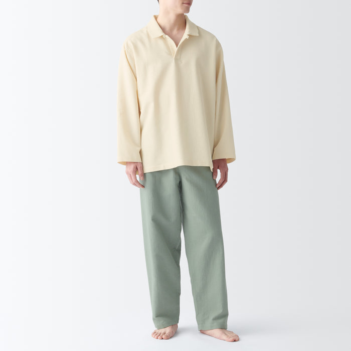 Men's Kapok Blend Skipper Pajamas | Men's Pajamas | MUJI USA