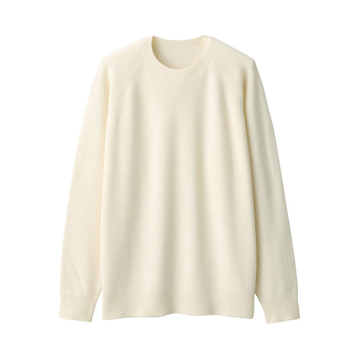 Men's Washable Ribbed Crewneck Sweater Off White MUJI