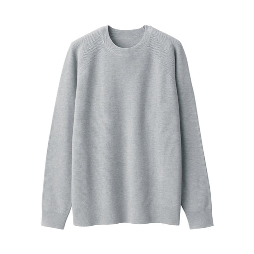 Men's Washable Ribbed Crewneck Sweater Gray MUJI