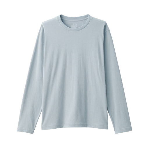 Men's Washed Jersey Crew Neck Long Sleeve T-Shirt Light Blue MUJI