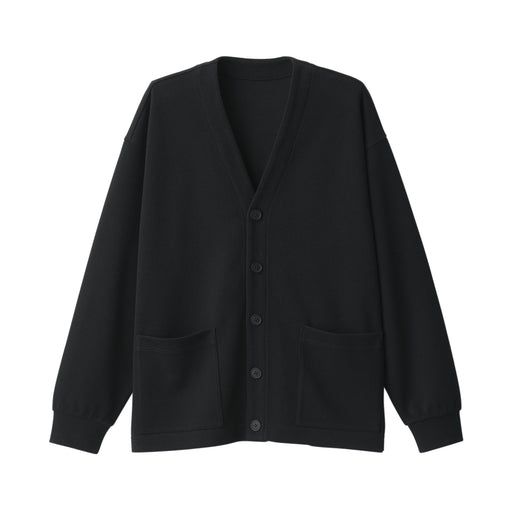 Men's Double Knitted V Neck Cardigan Black MUJI
