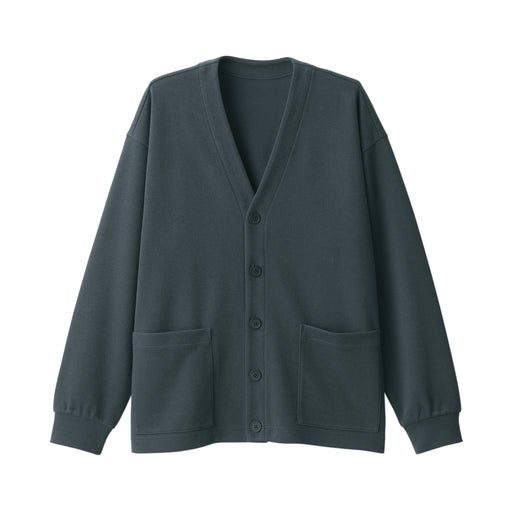 Men's Double Knitted V Neck Cardigan Dark Navy MUJI