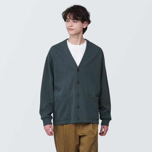 Men's Double Knitted V Neck Cardigan MUJI