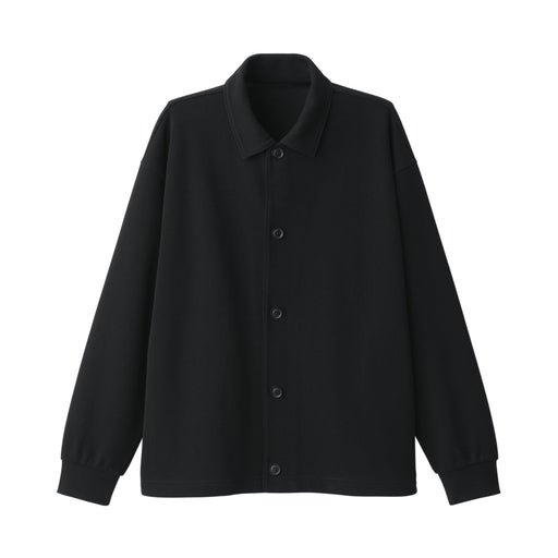 Men's Double Knitted Shirt Cardigan Black MUJI