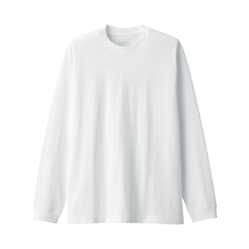 Men's Washed Heavyweight Crewneck Long Sleeve T-Shirt White MUJI