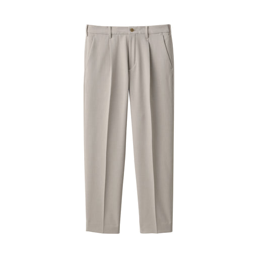 Men's Non-Creasing Stretch Single-Dart Pants Grayish Brown MUJI