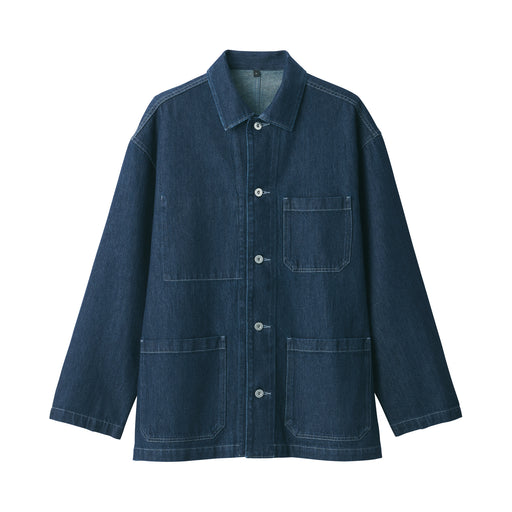Men's Kapok Blend Denim Coverall Dark Navy MUJI