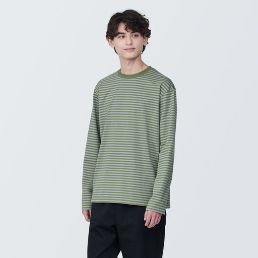 Men's Jersey Crew Neck Long Sleeve Striped T-Shirt MUJI