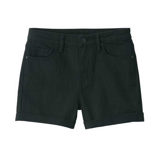 #WK04 [import] Women's Super Stretchy Denim Short Pants - Black Black MUJI