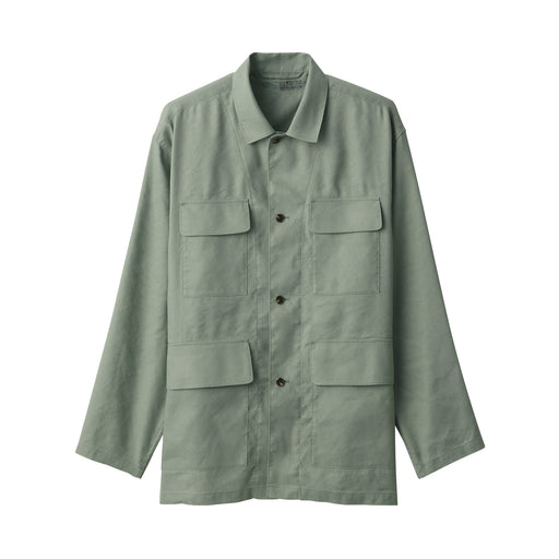 Men's Hemp Blend Shirt Jacket Light Green MUJI
