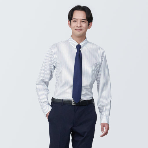 Men's Non-Iron Button Down Striped Shirt MUJI