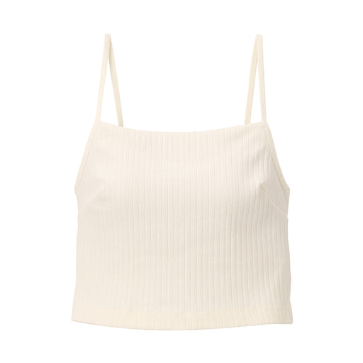 Women's Cotton Stretch Ribbed Short Camisole with Bra White MUJI