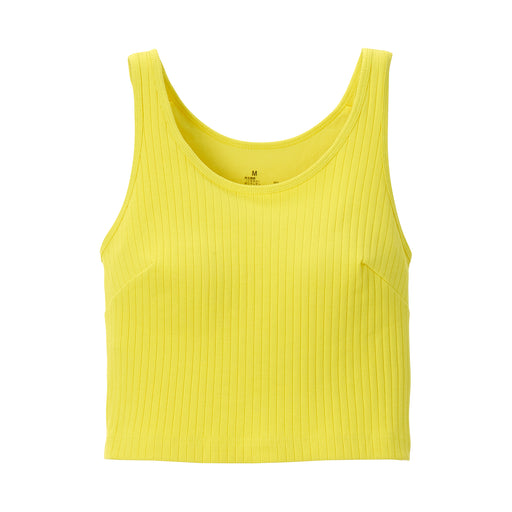 Women's Cotton Stretch Ribbed Short Tank Top with Bra Smoky Yellow MUJI