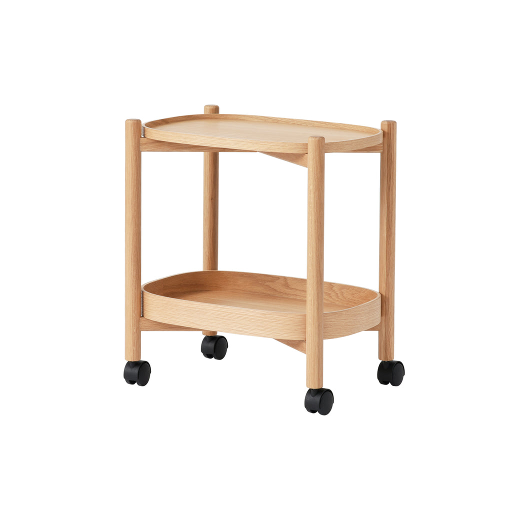 Oak Wheeled Cart Side Table | Living Room Furniture | MUJI USA
