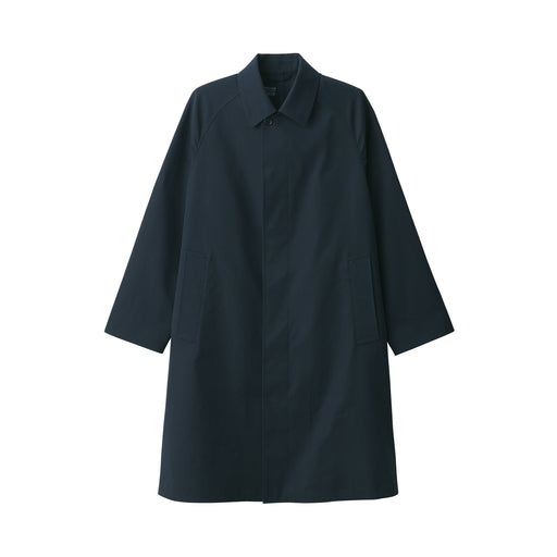 Men's Water Repellent Stand Fall Collar Coat Dark Navy MUJI