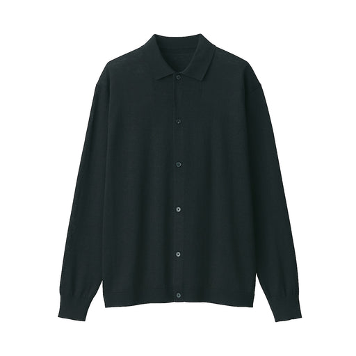 Men's Hemp Blend Shirt Cardigan Black MUJI