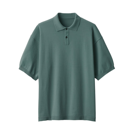 Men's Jersey Short Sleeve Knit Polo Shirt Smoky Green MUJI