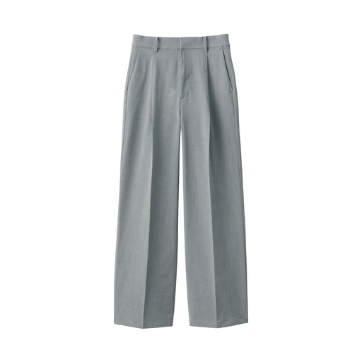 Women's Wrinkle Resistant Pleated Straight Pants Gray MUJI