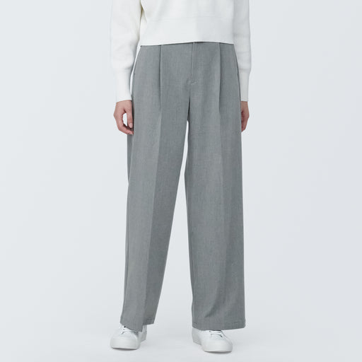 Women's Wrinkle Resistant Pleated Straight Pants MUJI