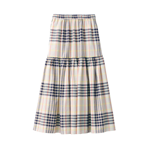 Women's Madras Check Flared Skirt Ivory Check MUJI