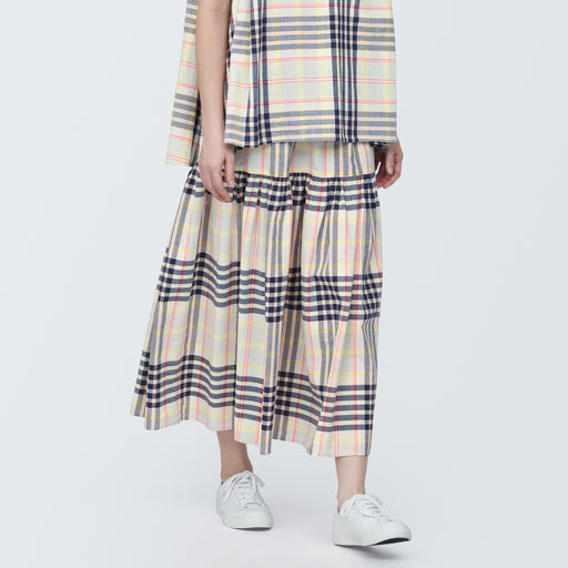 Women's Madras Check Flared Skirt MUJI
