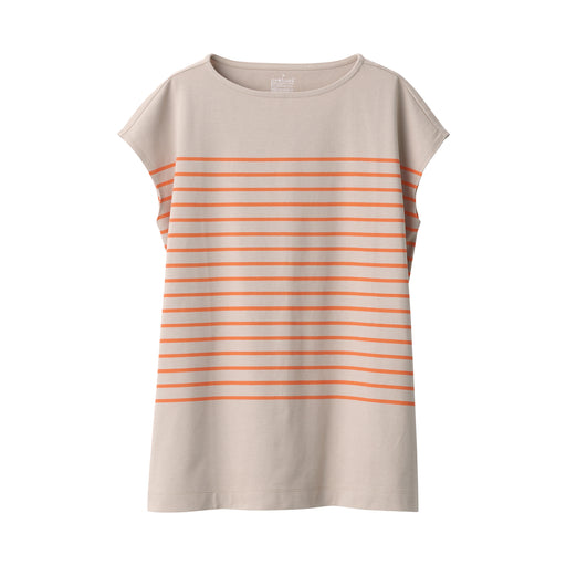 Women's Striped French Sleeve Boatneck Tunic Orange Stripe MUJI