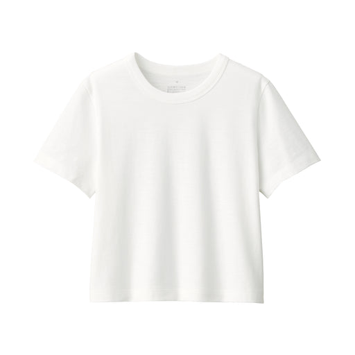 Women's Slub Yarn Crop T-Shirt White MUJI