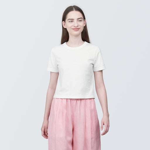 Women's Slub Yarn Short Length Short Sleeve T-Shirt MUJI