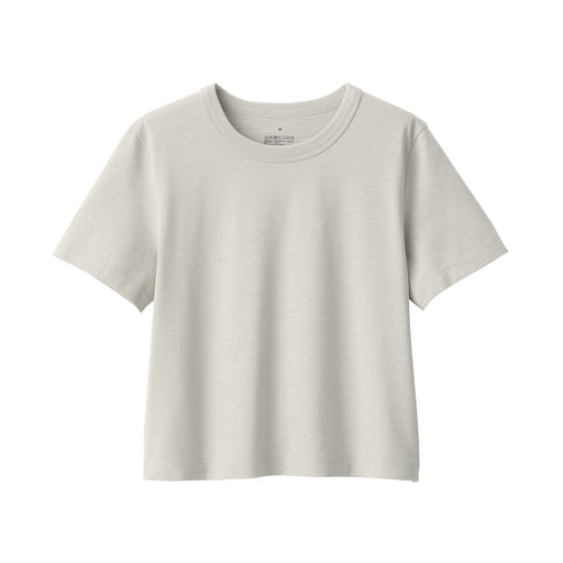 Women's Slub Yarn Short Length Short Sleeve T-Shirt Light Gray MUJI