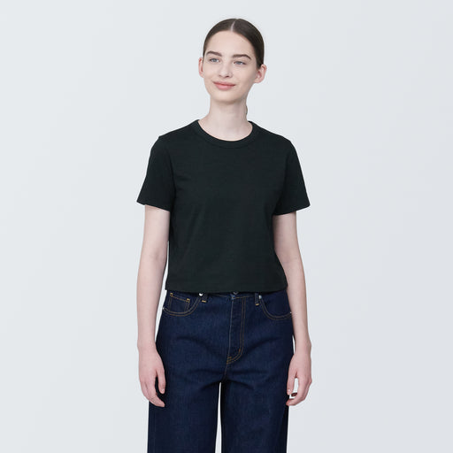 Women's Slub Yarn Crop T-Shirt MUJI