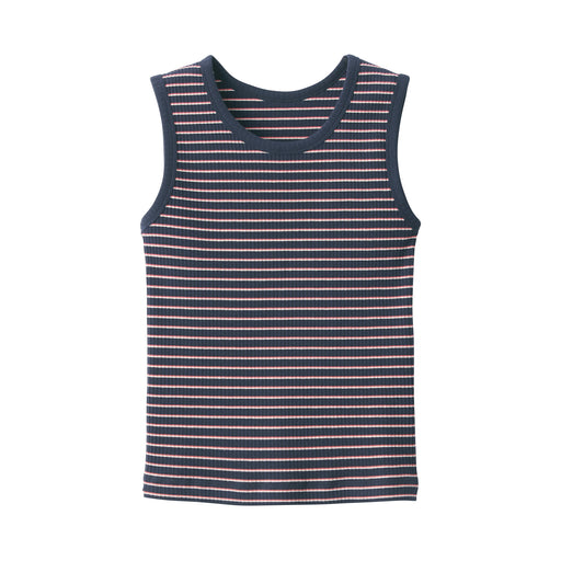 Women's Ribbed Striped Tank Top Navy Stripe MUJI