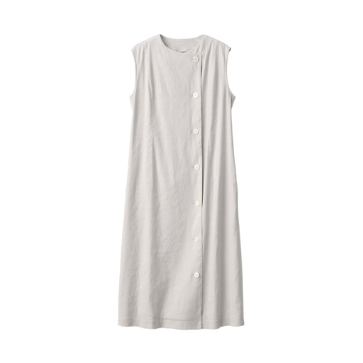 Women's Stretchy Hemp Mix Gilet Dress Light Gray MUJI