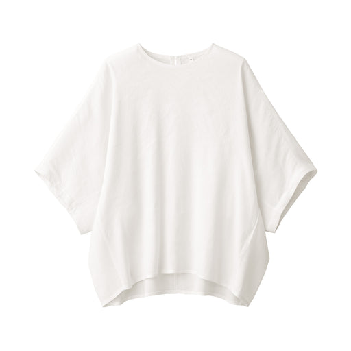 Women's Hemp and Rayon Short Sleeve Blouse White MUJI