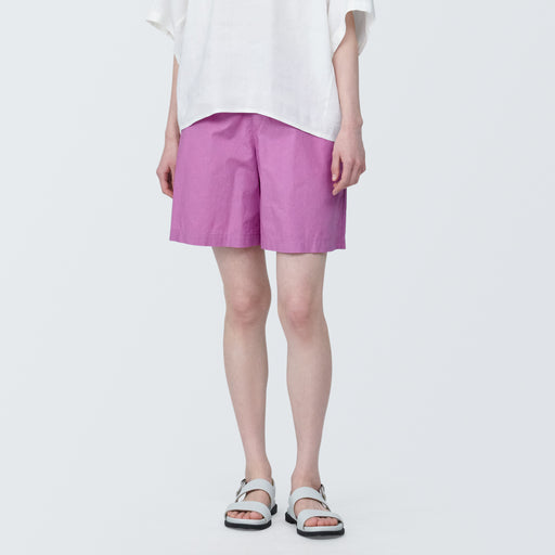 #24SS (KAT) - Women's Washed Broadcloth Short Pants BE1Q024S (no design spec size chart) Pink MUJI